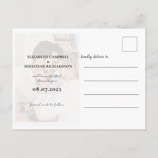 ブルゴーニュとダスティーブルーウォーターの色は日付を保存 案内ポストカード (裏面)