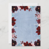 ブルゴーニュとダスティーブルーフローラブライダルシャワー 招待状 (裏面)