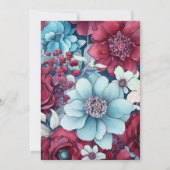 ブルゴーニュとダスティーブルー結婚フローラ 招待状 (裏面)