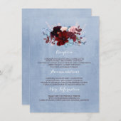 ブルゴーニュとダスティー結婚ブルーのインフォメーションゲスト エンクロージャーカード (正面/裏面)