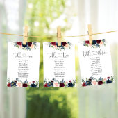 ブルゴーニュとネイビーのテーブル番号座席表