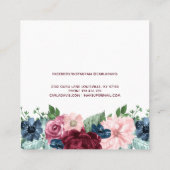 ブルゴーニュとネイビーのフローラエレガントメイクアップアーティスト スクエア名刺 (裏面)