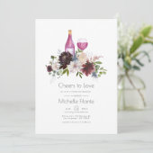 ブルゴーニュとネイビーのブライダルシャワーワインテイスティング 招待状 (スタンド正面)