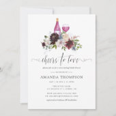 ブルゴーニュとネイビーのブライダルシャワーワインテイスティング 招待状 (正面)