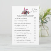 ブルゴーニュとネイビーのワインの試飲ブライダルシャワーゲーム 招待状 (スタンド正面)