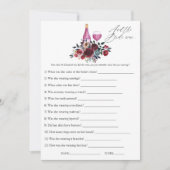 ブルゴーニュとネイビーのワインの試飲ブライダルシャワーゲーム 招待状 (正面)