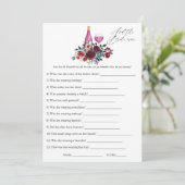 ブルゴーニュとネイビーのワインの試飲ブライダルシャワーゲーム 招待状 (スタンド正面)