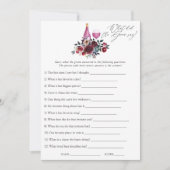 ブルゴーニュとネイビーのワインの試飲ブライダルシャワーゲーム 招待状 (正面)