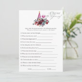 ブルゴーニュとネイビーのワインの試飲ブライダルシャワーゲーム 招待状 (スタンド正面)