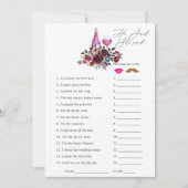 ブルゴーニュとネイビーのワインの試飲ブライダルシャワーゲーム 招待状 (正面)