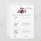 ブルゴーニュとネイビーのワインの試飲ブライダルシャワーゲーム 招待状 (正面)