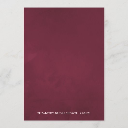 ブルゴーニュとネイビーのワインの試飲ブライダルシャワー アドバイスカード (裏面)