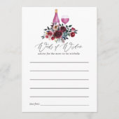 ブルゴーニュとネイビーのワインの試飲ブライダルシャワー アドバイスカード (正面)