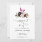 ブルゴーニュとネイビーの婚約パーティワインテイスティング 招待状 (正面)