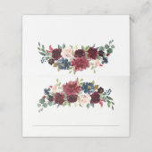 ブルゴーニュとネイビーの水カラーフローラ プレイスカード (外部開封)