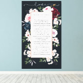 ブルゴーニュとネイビーの水色のフローラ結婚の誓い キャンバスプリント (インサイチュ (ウッドフロア))