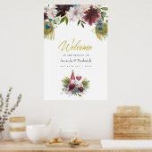 ブルゴーニュとネイビーピーコックワイン結婚テーマ ポスター (キッチン)