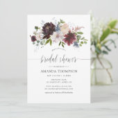 ブルゴーニュとネイビーフローラ水彩ブライダルシャワー 招待状 (スタンド正面)