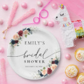 ブルゴーニュとネイビーブライダルシャワー紙プレート ペーパープレート (パーティー)