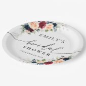 ブルゴーニュとネイビーブライダルシャワー紙プレート ペーパープレート (アングル)