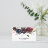 ブルゴーニュとネイビーブルーの花 名刺 (スタンド正面)