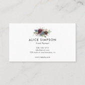 ブルゴーニュとネイビーブルーの花 名刺 (裏面)