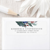 ブルゴーニュとネイビーブルーウォーター色の花結婚の色 ラベル (インサイチュ)