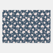 ブルゴーニュとネイビーブルーバレンタインの模様 ラッピングペーパーシート (正面2)