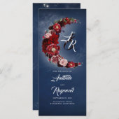 ブルゴーニュとネイビーブルーヴィンテージウェディングプログラム プログラム (正面/裏面)