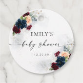 ブルゴーニュとネイビーベイビーシャワーメッセージカード フェイバータグ (正面)