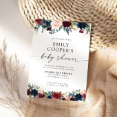 ブルゴーニュとネイビーベイビーシャワー招待状 招待状