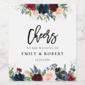 ブルゴーニュとネイビー結婚のワインラベル ワインラベル (シングルラベル)