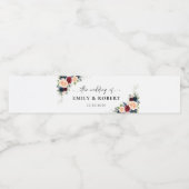 ブルゴーニュとネイビー結婚ズのウォーターボトルラベル ペットボトルラベル (シングルラベル)