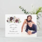 ブルゴーニュとネイビー結婚フローラの感謝 サンキューカード (スタンド正面)