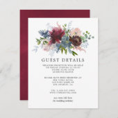 ブルゴーニュとネイビー結婚フローラズ詳細 エンクロージャーカード (正面/裏面)