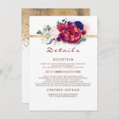 ブルゴーニュとネイビー結婚ブルーの情報 エンクロージャーカード (正面/裏面)