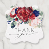 ブルゴーニュとネイビー結婚ブルーフローラありがとう フェイバータグ (正面)