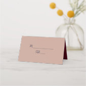 ブルゴーニュとネイビー結婚ブルー プレイスカード (正面)