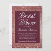 ブルゴーニュとバラゴールドフォイルワイルドブライダルシャワー 招待状 (正面)