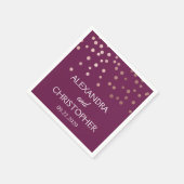 ブルゴーニュとバラゴールドフォイル紙吹雪 スタンダードカクテルナプキン (角)