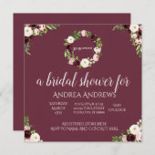 ブルゴーニュとバラフローラブライダルシャワー招待 招待状 (正面/裏面)