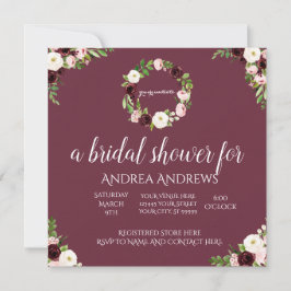 ブルゴーニュとバラフローラブライダルシャワー招待 招待状