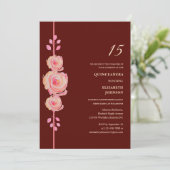 ブルゴーニュとバラ金ゴールドエレガントフローラキンセアニラ 招待状 (スタンド正面)