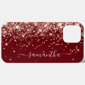 ブルゴーニュとバラ金ゴールドグリッターガーリー署名 Case-Mate iPhoneケース (裏面 (横))