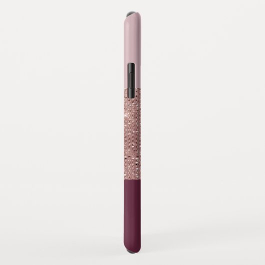 ブルゴーニュとバラ金ゴールドスパークリーモノグラムの Case-Mate iPhoneケース (裏面/右)