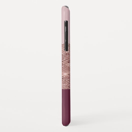 ブルゴーニュとバラ金ゴールドスパークリーモノグラムの Case-Mate iPhoneケース (裏面/左)