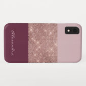 ブルゴーニュとバラ金ゴールドスパークリーモノグラムの Case-Mate iPhoneケース (裏面(横))