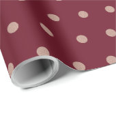 ブルゴーニュとバラ金ゴールドテクスチャ水玉模様パターン ラッピングペーパー (ロールコーナー)