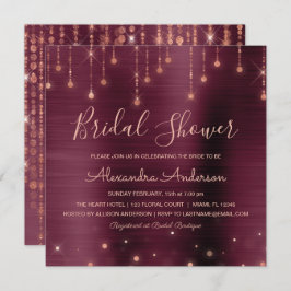 ブルゴーニュとバラ金ゴールドブライダルシャワー 招待状