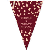 ブルゴーニュとバラ金ゴールド結婚紙吹雪 バンティングフラッグ (第3の旗)